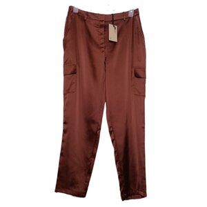 Bailey/44 Satin Cargo Pants Chocolate Brown Size LARGE New NWT